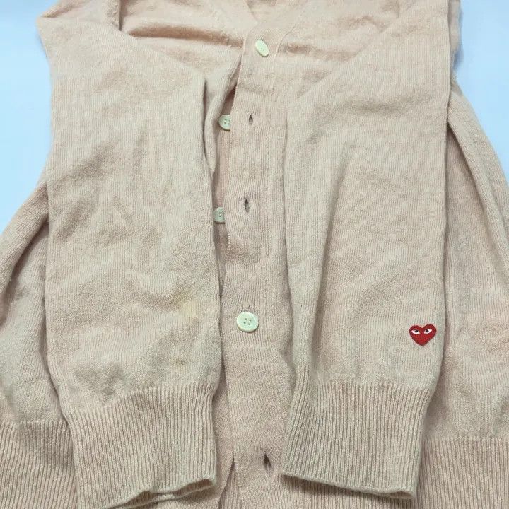 Comme des Garcons Comme des Garçons Play Pink V-Neck Long Sleeve Sweater 0079 Size US L / EU 52-54 / 3 - 10 Thumbnail
