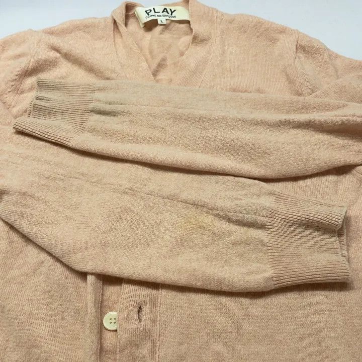 Comme des Garcons Comme des Garçons Play Pink V-Neck Long Sleeve Sweater 0079 Size US L / EU 52-54 / 3 - 9 Thumbnail