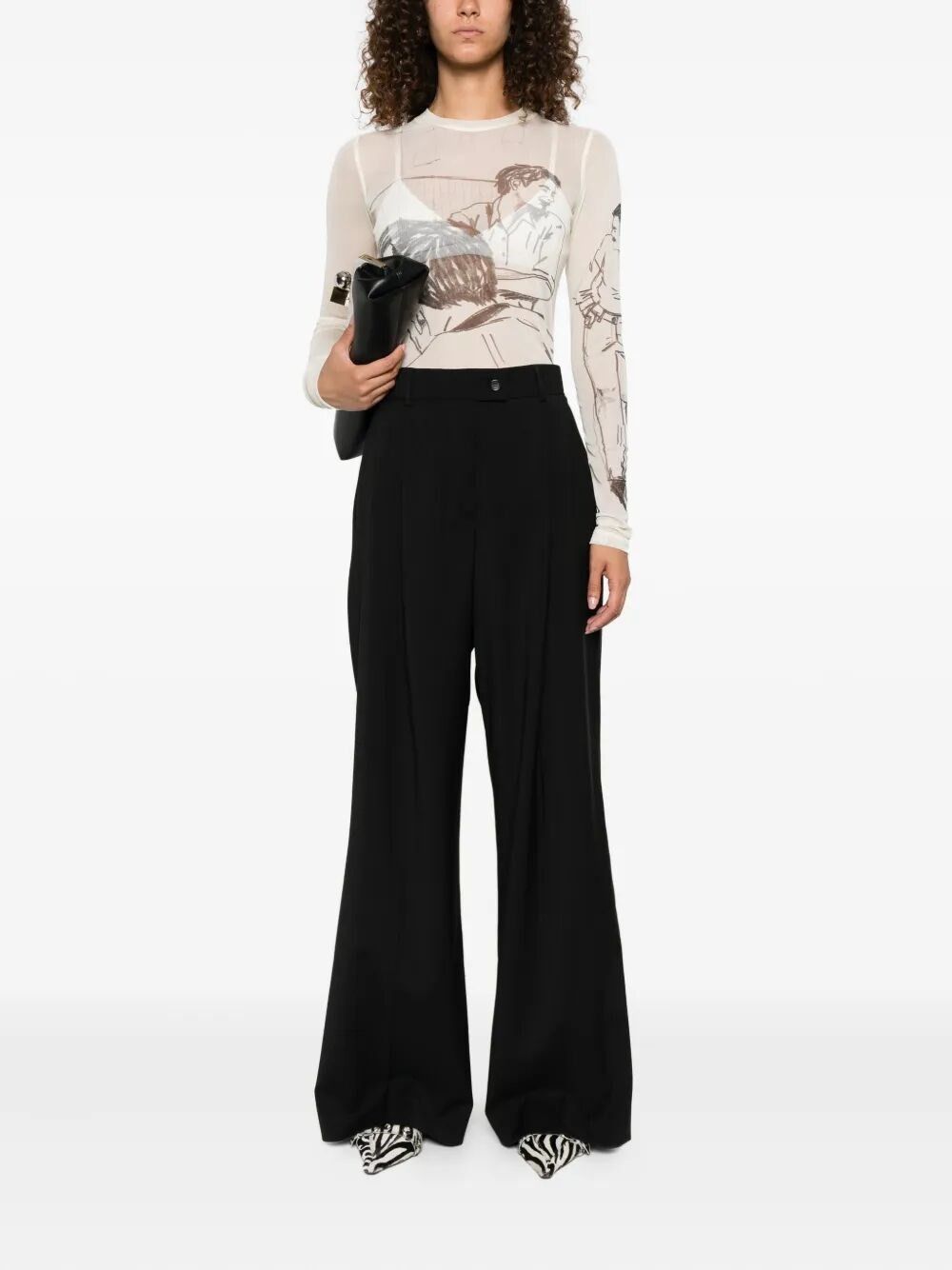 Sportmax Wide Leg Pants Size 30" / US 8 / IT 44 - 2 Thumbnail
