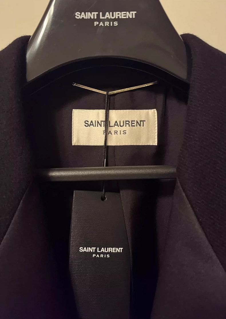 Saint Laurent Paris black silk double-breasted coat Size US L / EU 52-54 / 3 - 3 Thumbnail