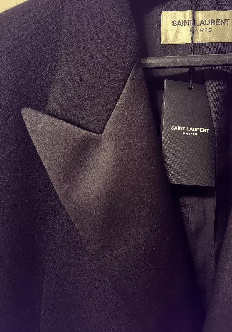 Saint Laurent Paris black silk double-breasted coat Size US L / EU 52-54 / 3 - 4 Thumbnail