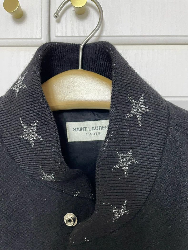 Yves Saint Laurent ysl black leather varsity bomber jacket Size US L / EU 52-54 / 3 - 2 Thumbnail