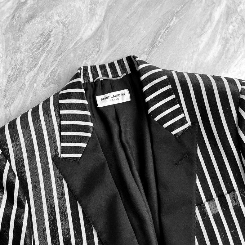 Saint Laurent Paris saint laurent black and white striped blazer Size US L / EU 52-54 / 3 - 4 Thumbnail