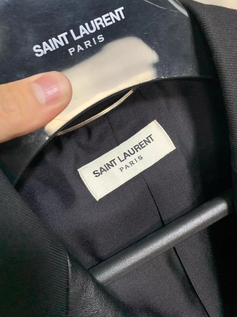 saint laurent black leather tailcoat blazer