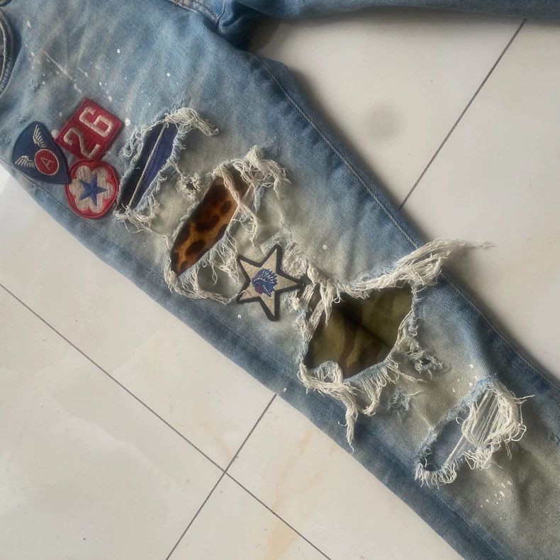 Amiri amiri blue patchwork distressed jeans Size US 30 / EU 46 - 3 Thumbnail