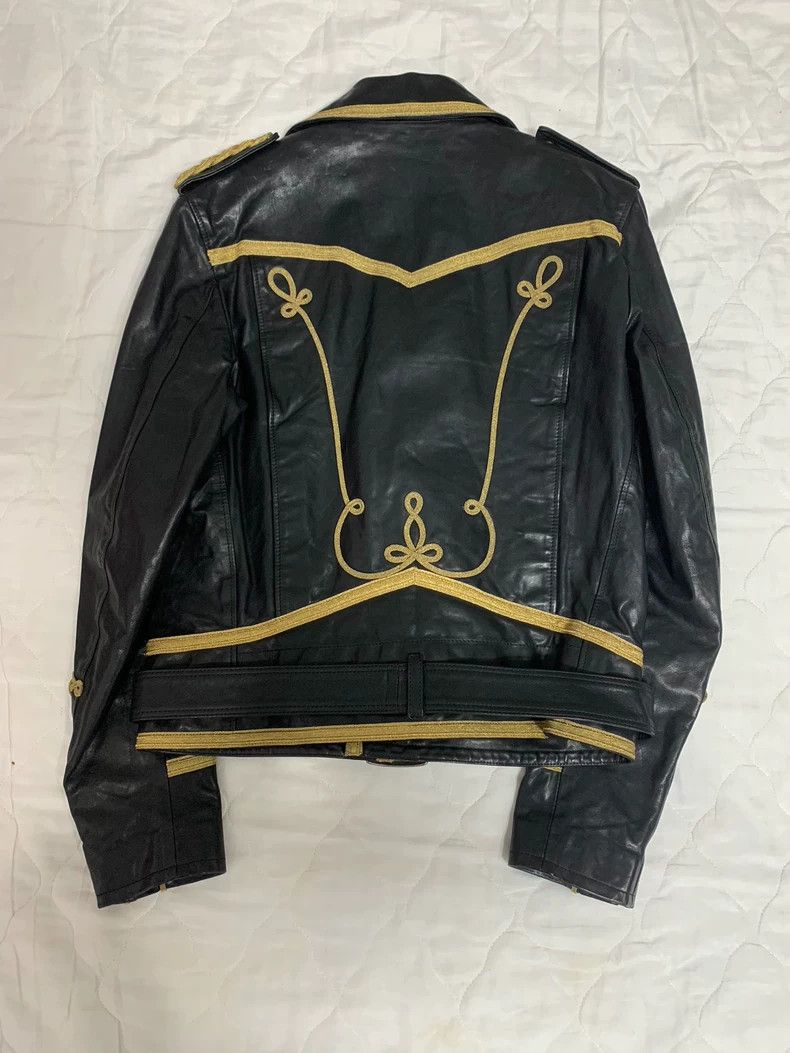 Yves Saint Laurent ysl black leather jacket with gold details Size US L / EU 52-54 / 3 - 2 Thumbnail