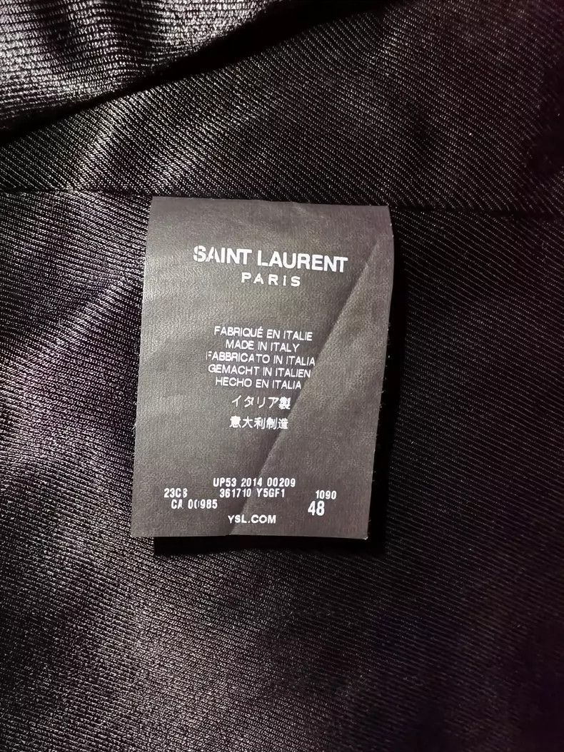 Saint Laurent Paris black and white leather jacket by Saint Laurent Size US L / EU 52-54 / 3 - 4 Thumbnail