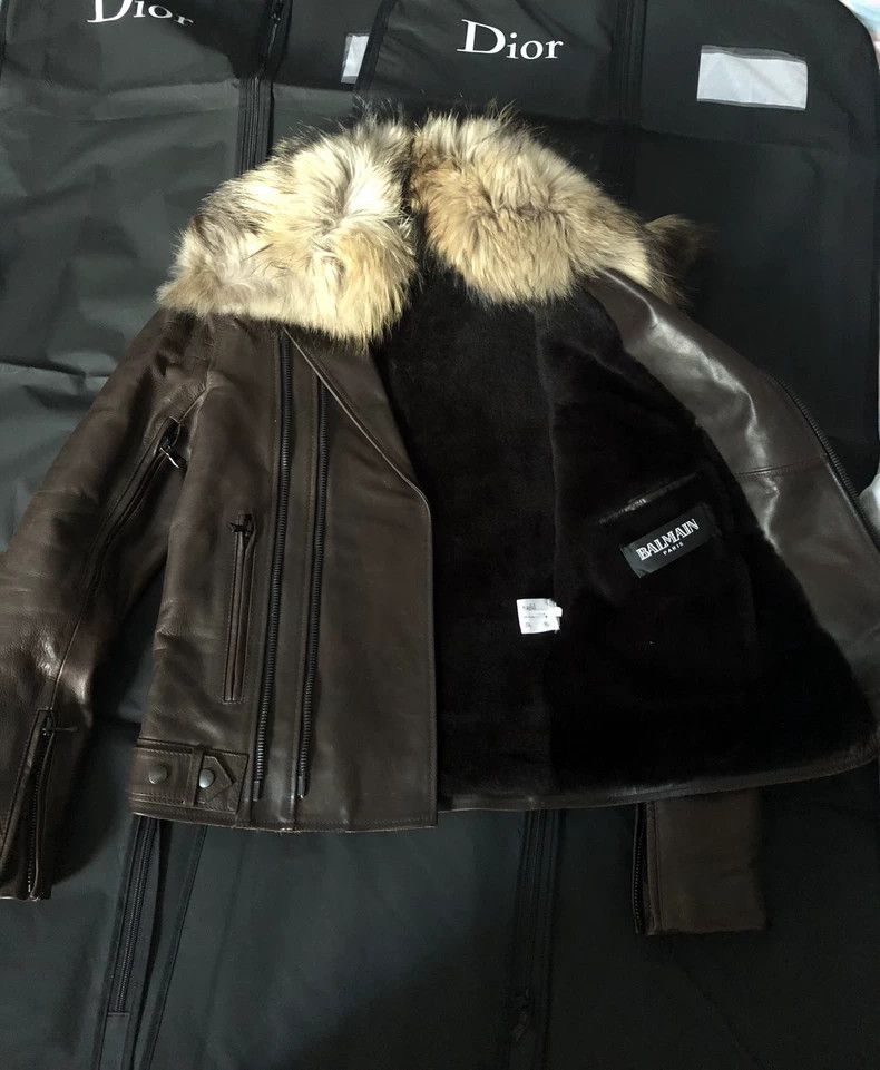 Balmain balmain fur collar leather jacket men Size US M / EU 48-50 / 2 - 3 Thumbnail