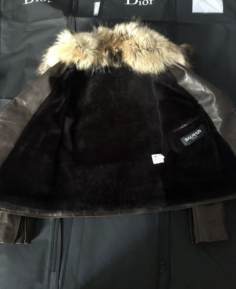 Balmain balmain fur collar leather jacket men Size US M / EU 48-50 / 2 - 4 Thumbnail