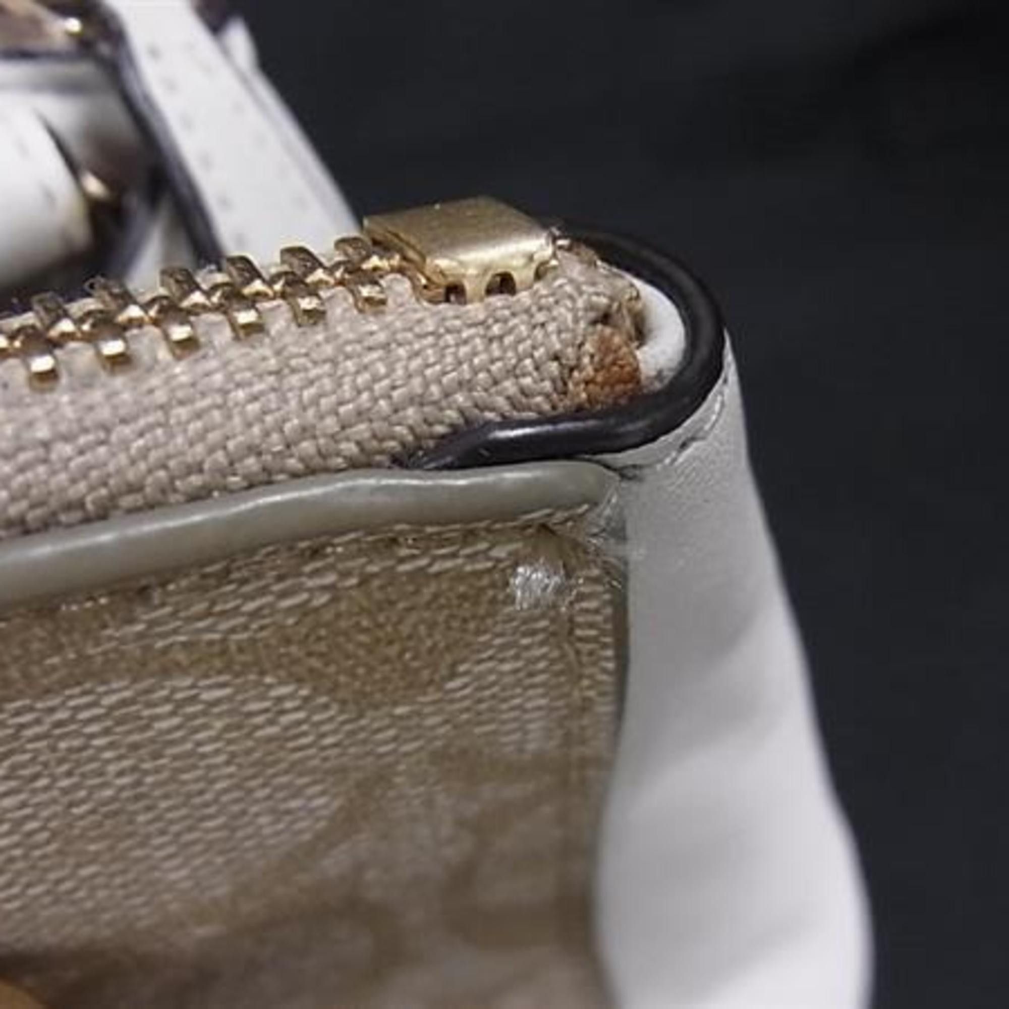 Coach COACH Tote Bag Small Christy Carriole F58291 Beige x Ivory Leather Women's Signature Crossbody Size ONE SIZE - 7 Thumbnail