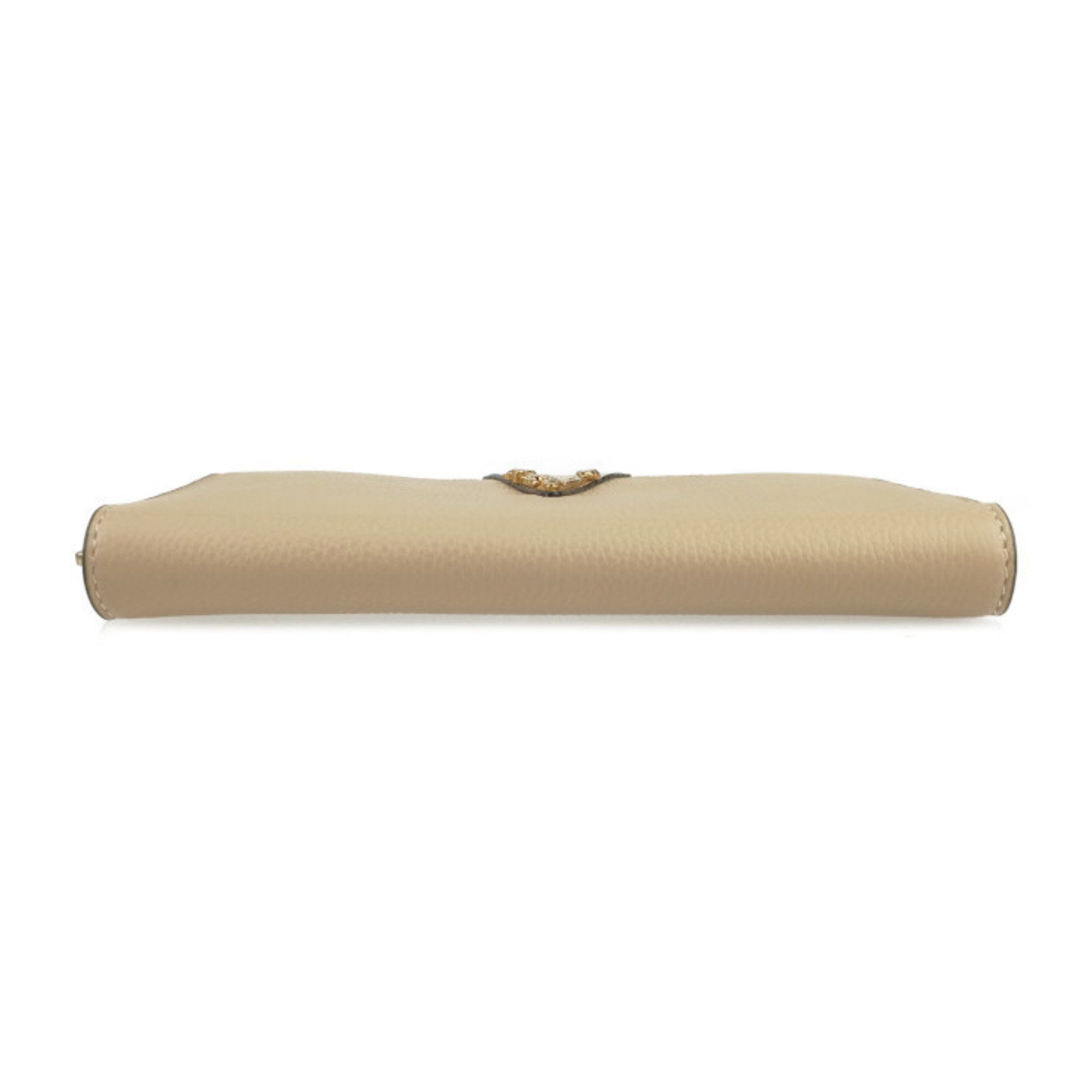 Versace Versace Wallet Virtus Round Long 1006263 Beige Leather Women's Letter V Size ONE SIZE - 4 Thumbnail