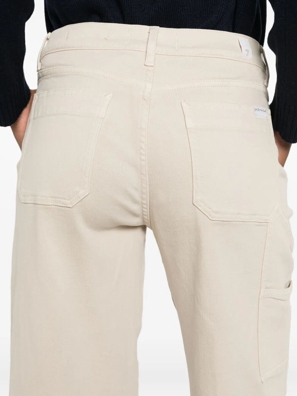 7 For All Mankind `Lotta Trouser Creme With Carpenter Details` Jeans Size 27" / US 4 / IT 40 - 3 Thumbnail