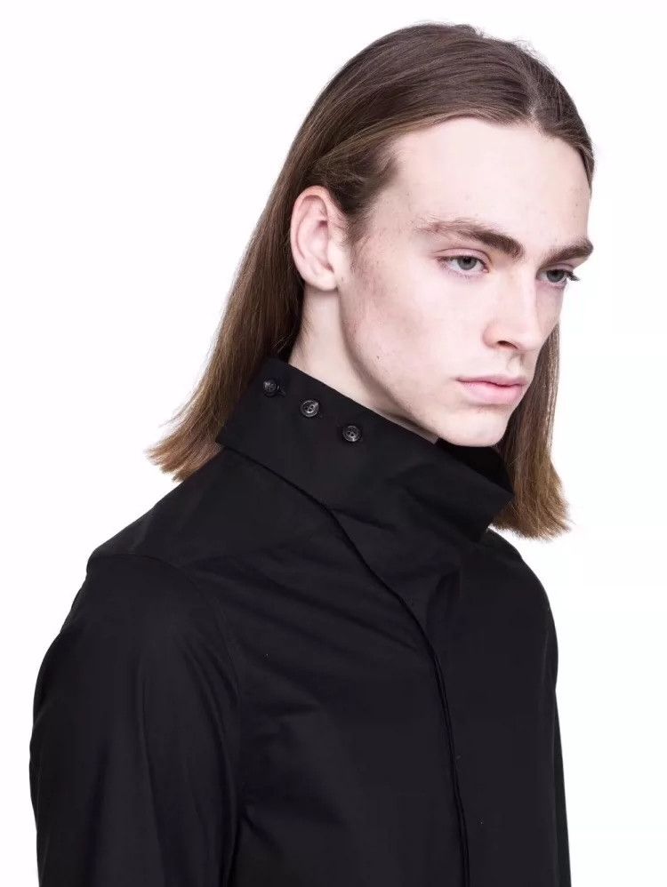 Rick Owens rick owens high collar shirt with leather detail Size US M / EU 48-50 / 2 - 5 Thumbnail