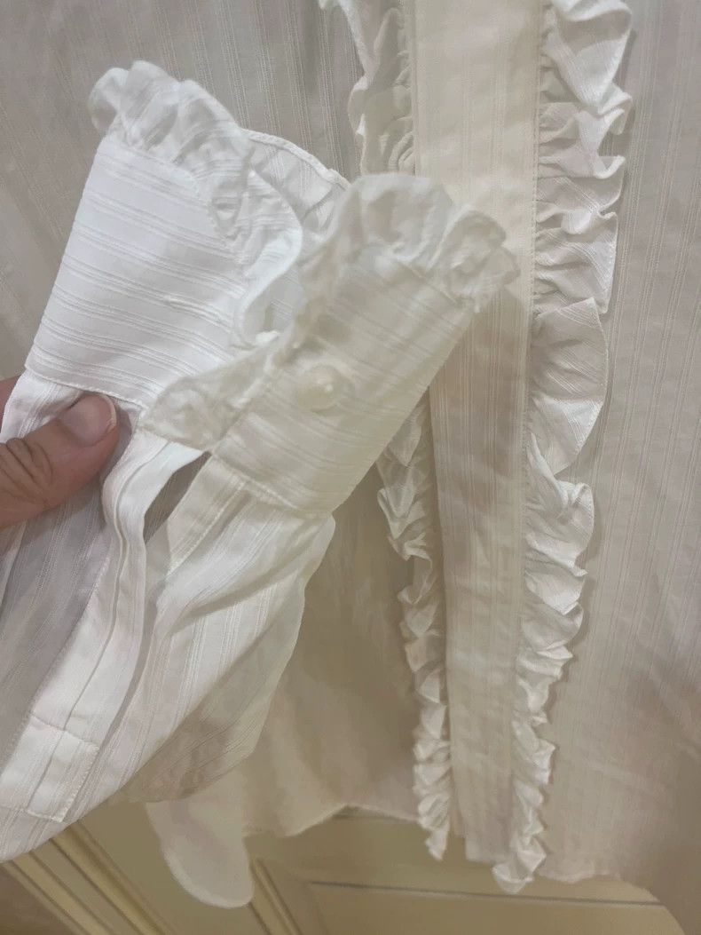 Saint Laurent Paris white vintage ruffled collar shirt Size US M / EU 48-50 / 2 - 8 Thumbnail