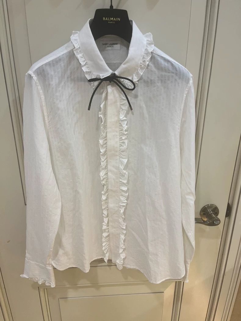 Saint Laurent Paris white vintage ruffled collar shirt Size US M / EU 48-50 / 2 - 2 Thumbnail