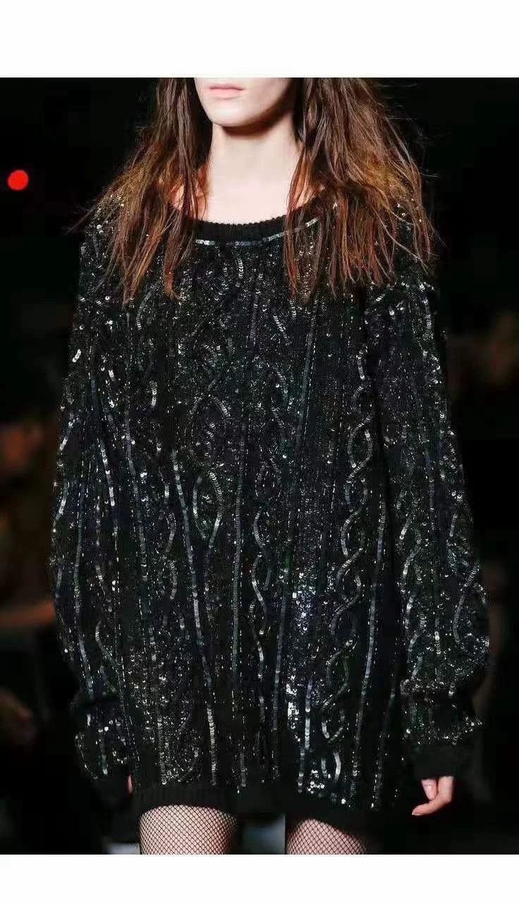 Saint Laurent Paris saint laurent black sequined sweater size S Size US S / EU 44-46 / 1 - 6 Thumbnail
