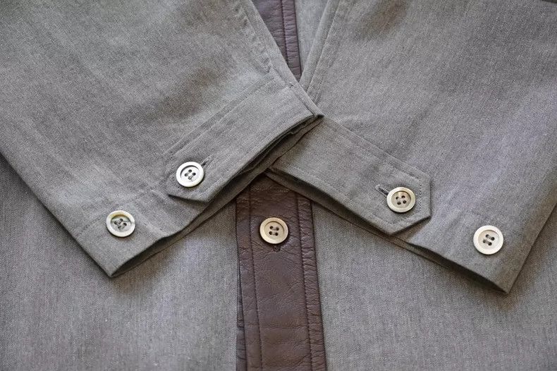 Yohji Yamamoto yohji yamamoto cotton shirt with leather details Size US M / EU 48-50 / 2 - 4 Thumbnail
