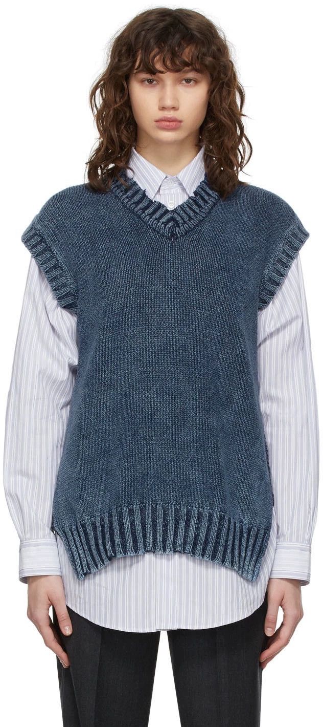 Maison Margiela Maison Margiela Denim Blue Vest Sweater Size US XL / EU 56 / 4 - 7 Thumbnail