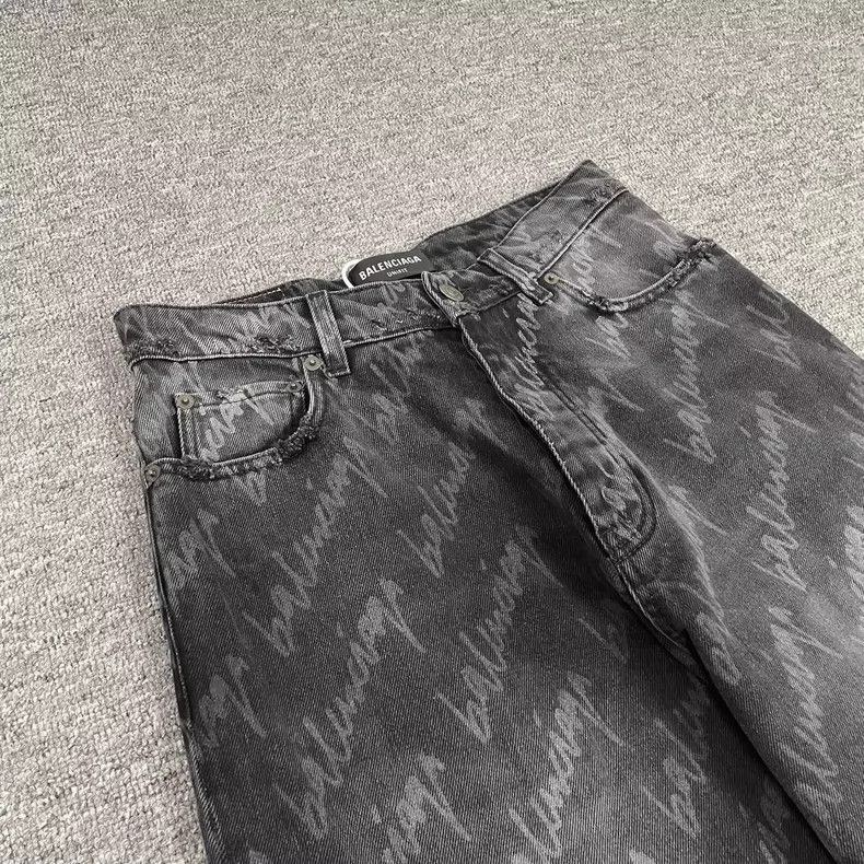 Balenciaga balenciaga gray printed denim pants Size US 26 / EU 42 - 3 Thumbnail