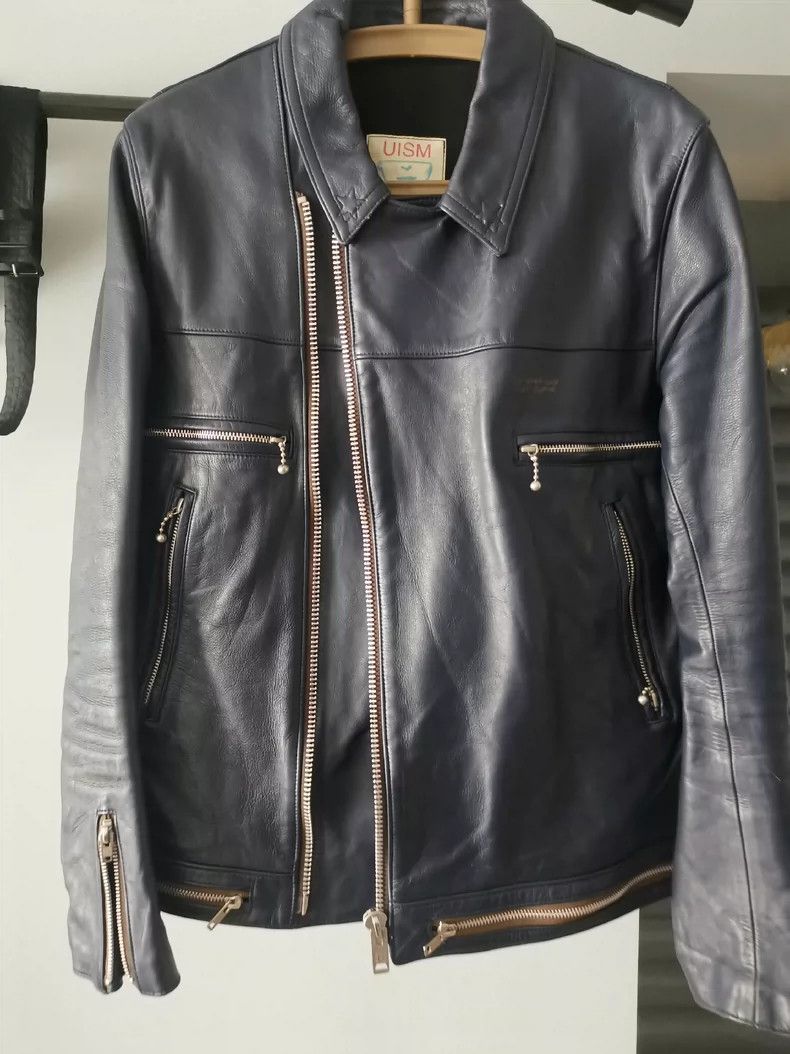 Undercover navy leather motorcycle jacket from undercover Size US M / EU 48-50 / 2 - 5 Thumbnail
