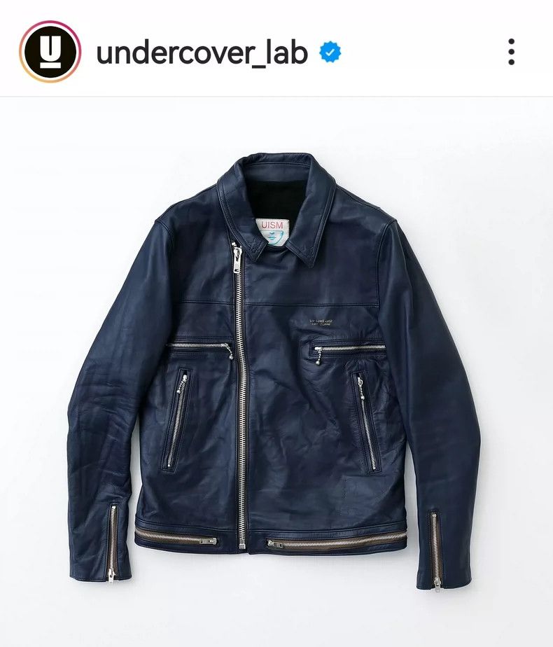 Undercover navy leather motorcycle jacket from undercover Size US M / EU 48-50 / 2 - 9 Thumbnail