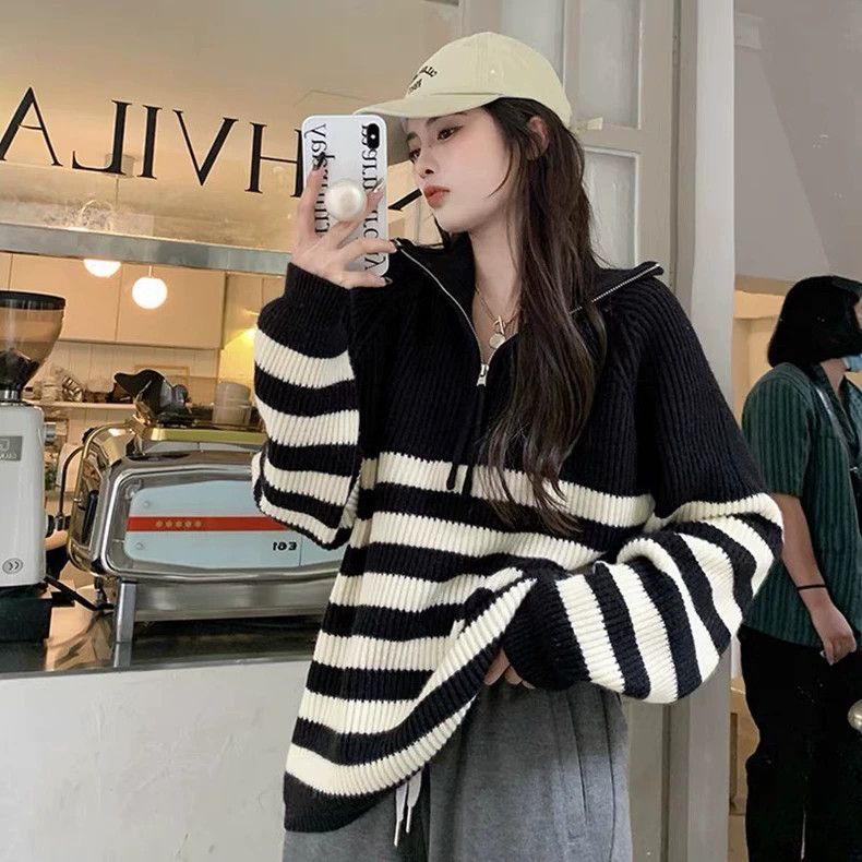 Maison Margiela black and white knit zip-up sweater Size US M / EU 48-50 / 2 - 7 Thumbnail