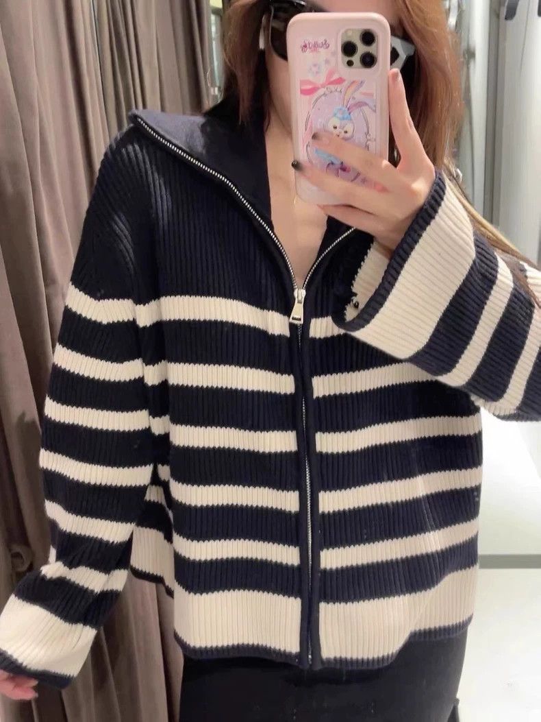 Maison Margiela black and white knit zip-up sweater Size US M / EU 48-50 / 2 - 4 Thumbnail