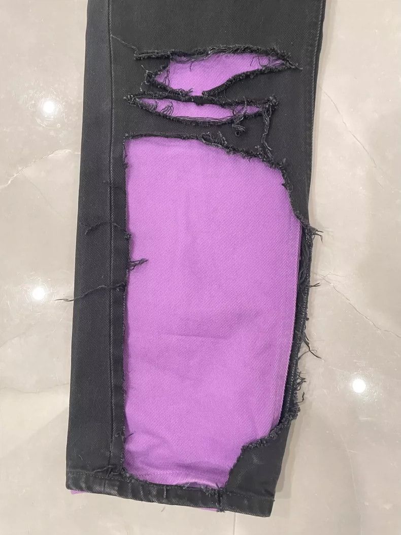 Raf Simons raf simons distressed black jeans with purple patches Size US 34 / EU 50 - 2 Thumbnail