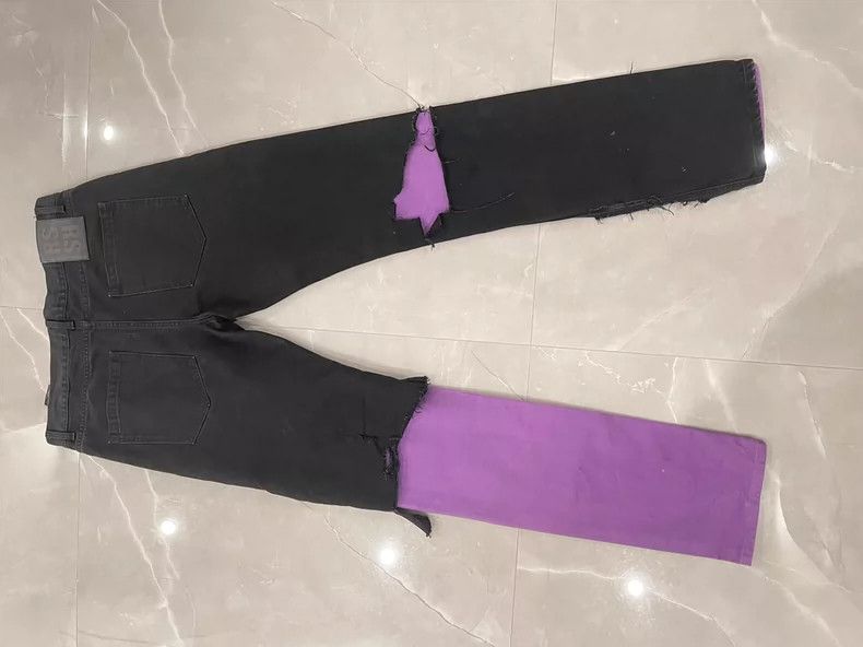 Raf Simons raf simons distressed black jeans with purple patches Size US 34 / EU 50 - 8 Thumbnail