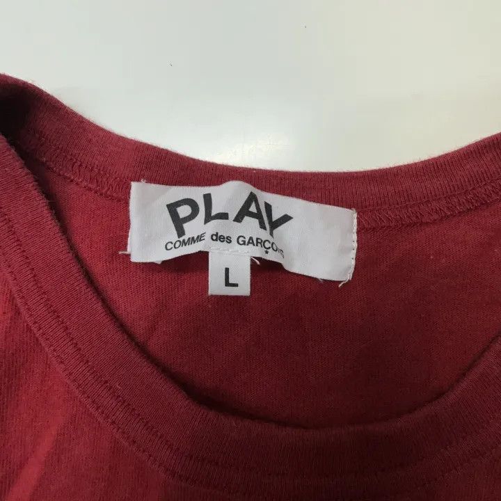 Comme des Garcons Comme des Garcons Double Heart T-Shirt Burgundy 0079 Size L / US 10 / IT 46 - 2 Thumbnail