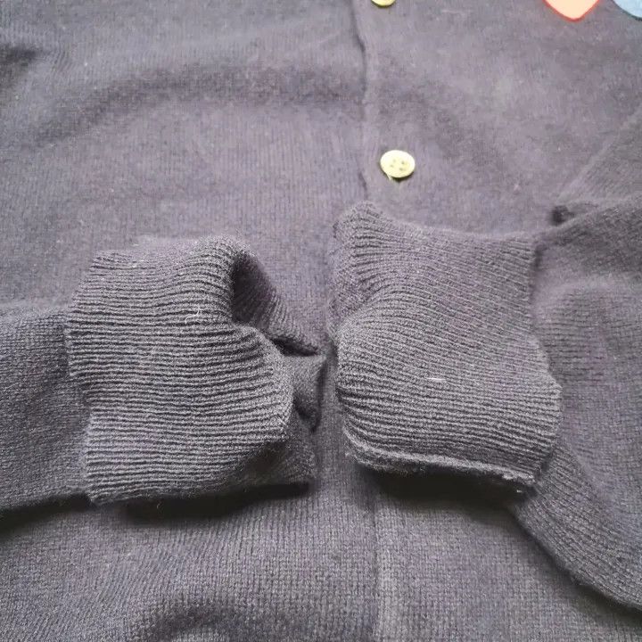 Comme des Garcons CDG Play Navy Knitted Cardigan with Heart Design 0079 Size L / US 10 / IT 46 - 9 Thumbnail