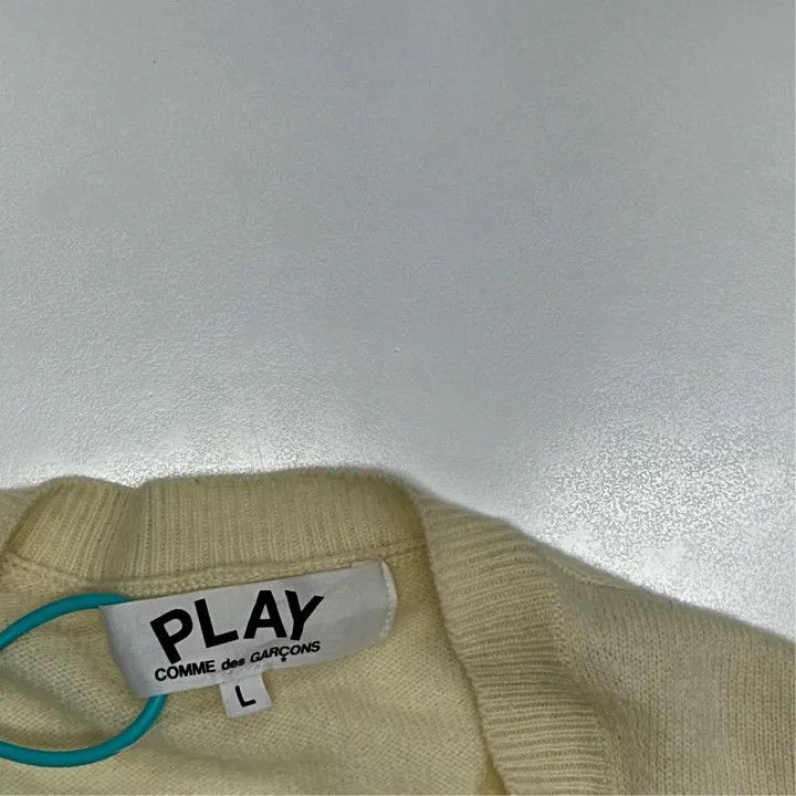Comme des Garcons Comme des Garcons Play White Knit Cardigan 0079 Size L / US 10 / IT 46 - 3 Thumbnail