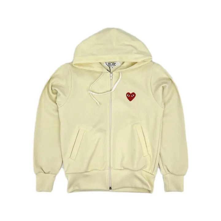 Comme des Garcons Comme des Garçons Play Ivory Hooded Zip Sweatshirt 0079 Size S / US 4 / IT 40 - 2 Thumbnail