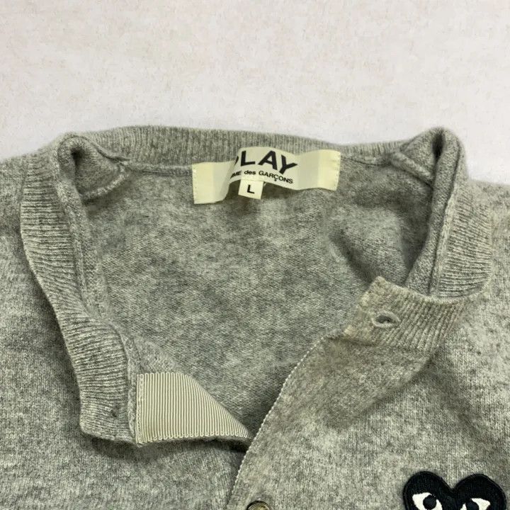 Comme des Garcons CDG Play Gray Knit Cardigan for Women 0079 Size L / US 10 / IT 46 - 7 Thumbnail