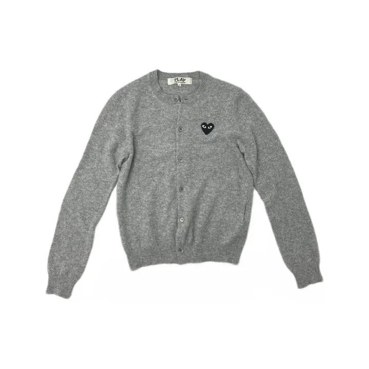 Comme des Garcons CDG Play Gray Knit Cardigan for Women 0079 Size L / US 10 / IT 46 - 2 Thumbnail