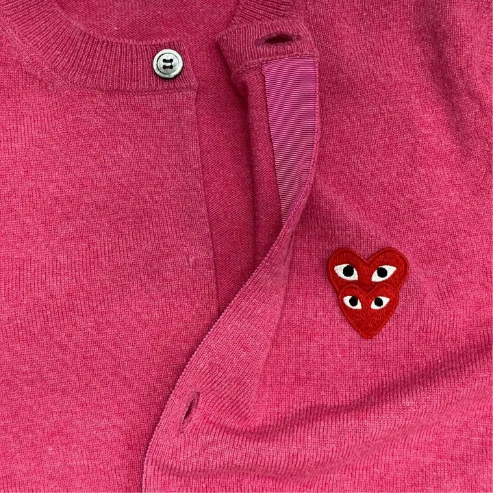 Comme des Garcons Comme des Garcons Play Pink Heart Embroidered Sweater 0079 Size S / US 4 / IT 40 - 6 Thumbnail
