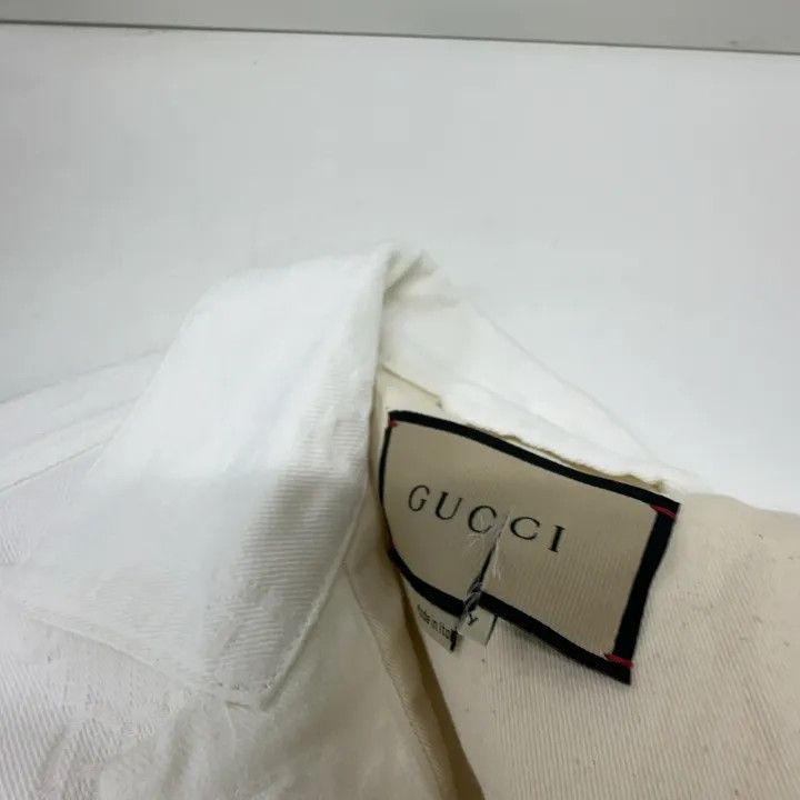 Gucci Gucci White GG Embroidered Denim Jacket 0079 Size M / US 6-8 / IT 42-44 - 5 Thumbnail