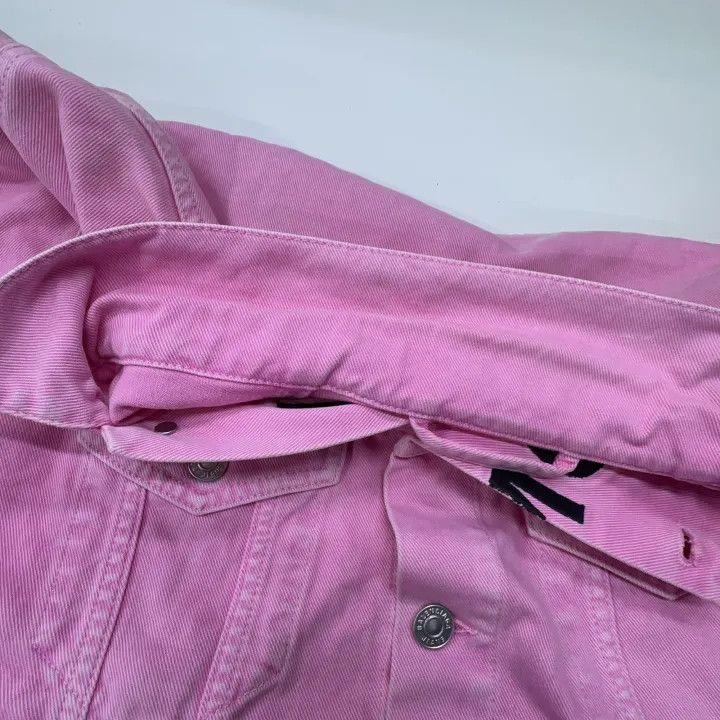 Balenciaga Balenciaga Pink Logo Denim Jacket for Women 0079 Size XS / US 0-2 / IT 36-38 - 7 Thumbnail