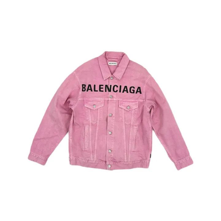 Balenciaga Balenciaga Pink Logo Denim Jacket for Women 0079 Size XS / US 0-2 / IT 36-38 - 2 Thumbnail