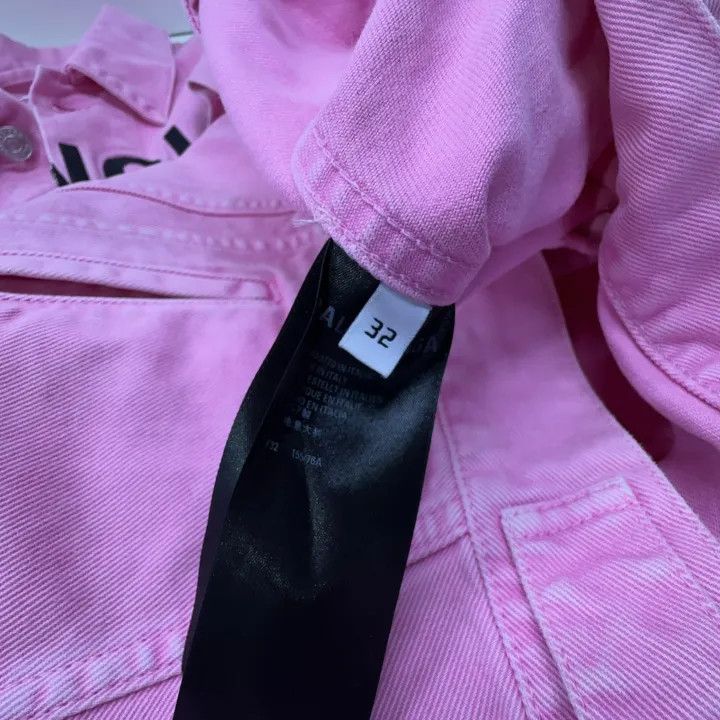 Balenciaga Balenciaga Pink Logo Denim Jacket for Women 0079 Size XS / US 0-2 / IT 36-38 - 4 Thumbnail