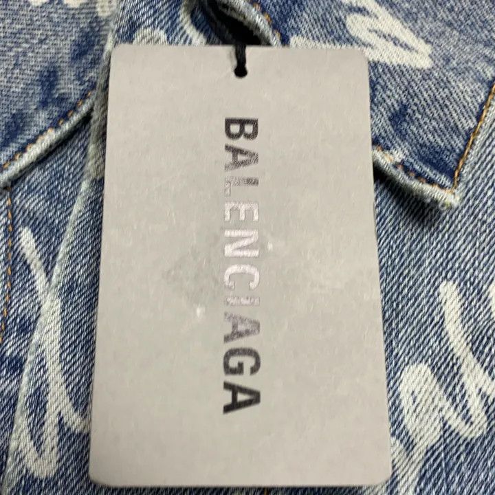 Balenciaga Balenciaga Logo Print Denim Jacket in Blue 0079 Size M / US 6-8 / IT 42-44 - 6 Thumbnail