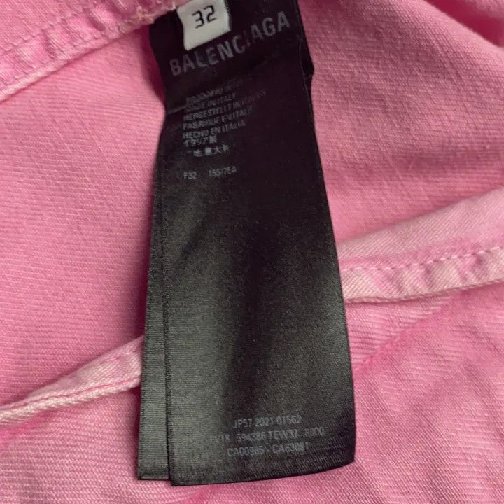 Balenciaga Balenciaga Pink Logo Denim Jacket for Women 0079 Size XS / US 0-2 / IT 36-38 - 4 Thumbnail