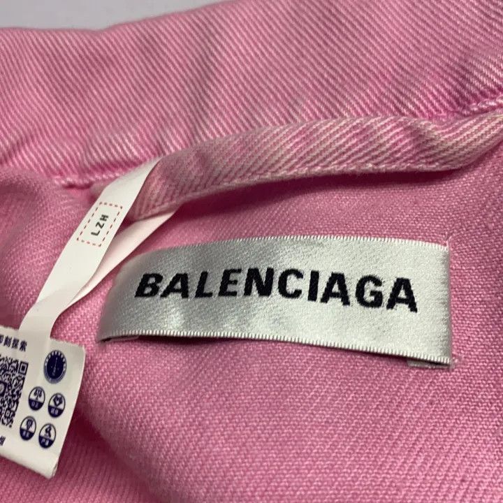 Balenciaga Balenciaga Pink Logo Denim Jacket for Women 0079 Size XS / US 0-2 / IT 36-38 - 3 Thumbnail