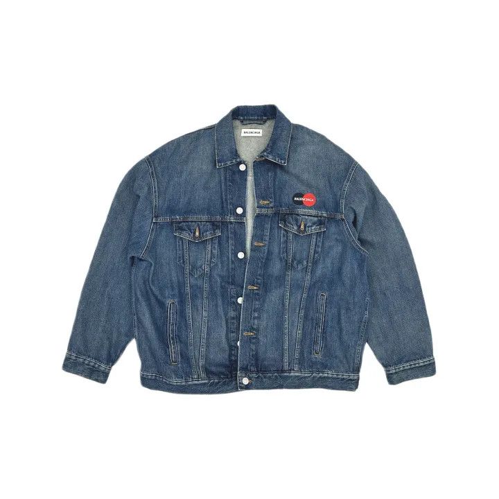 Balenciaga Balenciaga Logo Printed Denim Jacket for Women 0079 Size S / US 4 / IT 40 - 2 Thumbnail