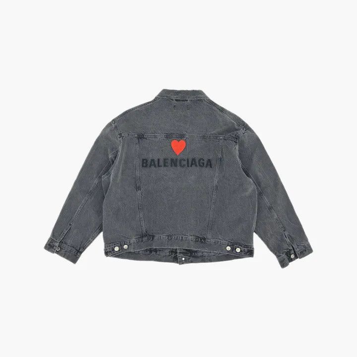 Balenciaga Balenciaga Heart Pattern Denim Jacket for Women 0079 Size M / US 6-8 / IT 42-44 - 3 Thumbnail