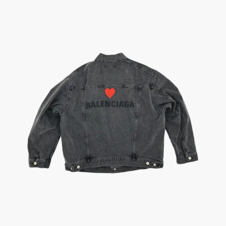 Balenciaga Balenciaga FW21 Heart Pattern Denim Jacket 0079 Size S / US 4 / IT 40 - 3 Thumbnail