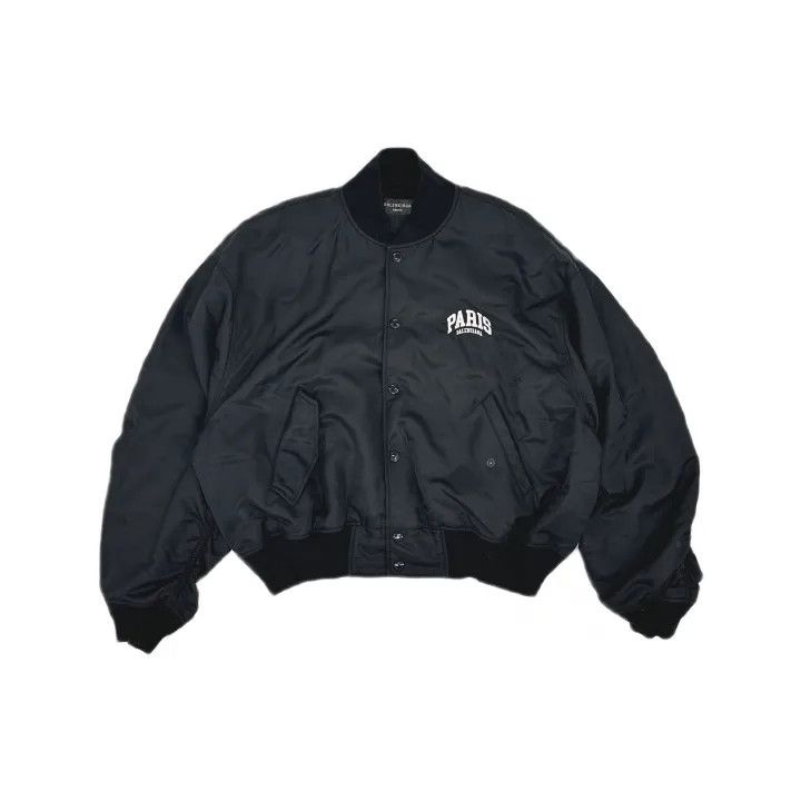 Balenciaga Balenciaga Black Logo Print Bomber Jacket 0079 Size S / US 4 / IT 40 - 2 Thumbnail