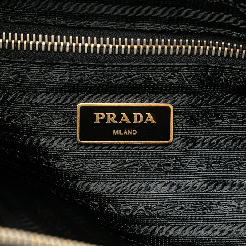 Prada Prada Prada Triangle Logo Plate Nylon Leather Tote Bag Leather Tote Bag Size ONE SIZE - 8 Thumbnail