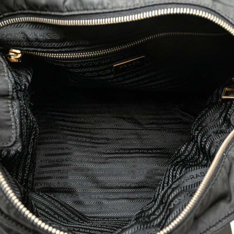 Prada Prada Prada Triangle Logo Plate Nylon Leather Tote Bag Leather Tote Bag Size ONE SIZE - 7 Thumbnail