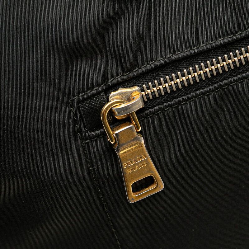 Prada Prada Prada Triangle Logo Plate Nylon Leather Tote Bag Leather Tote Bag Size ONE SIZE - 5 Thumbnail